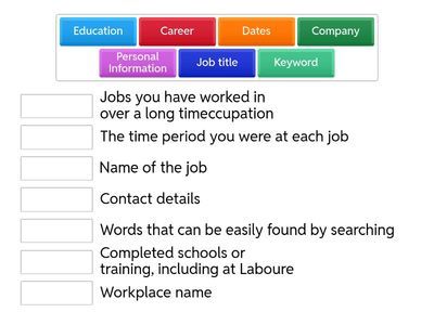 Resume Components Matching Activity