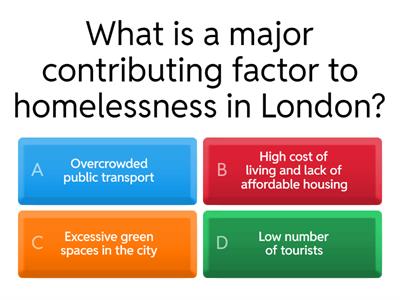 Homelessness in London - MC Quiz