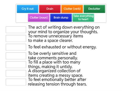 Match the Word/Phrase to Its Definition