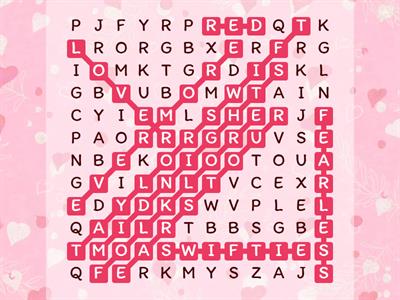 Taylor swift wordsearch