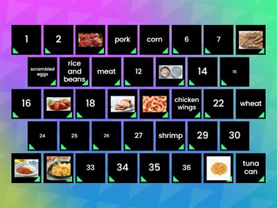 Foods and drinks - memory game