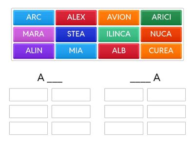 Sortează și grupează litera A