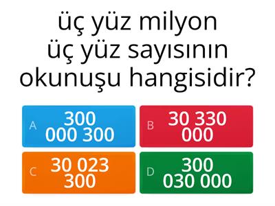 7,8 ve 9 Basamaklı Doğal Sayıları Okuma Yazma -Sayı ve Basamak Değeri