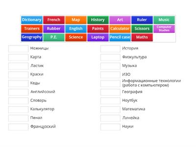School subjects and objects 