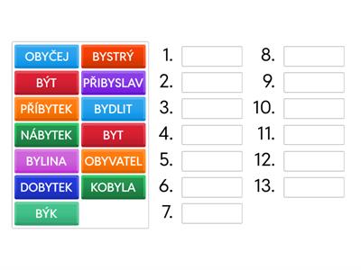 SEŘAĎ VYJMENOVANÁ SLOVA PO B