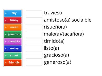 PERSONAL DESCRIPTION MATCHING SPANISH & ENGLISH A2