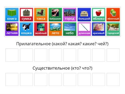 Различение существительных и прилагательных