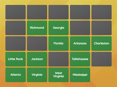 Southeast States and Capitals match