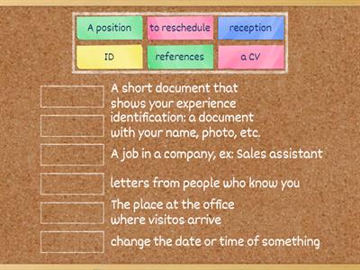 Match the definitions with the vocabulary