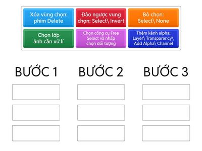 SẮP XẾP CÁC BƯỚC TÁCH ẢNH TRONG GIMP