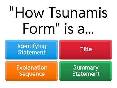 Explanation Writing & Tsunamis