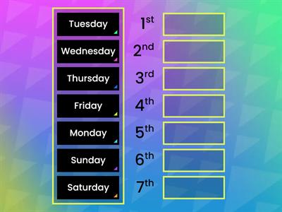 Days of the week in order