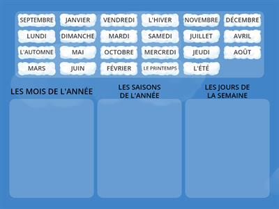 Les mois / Les jours de la semaine / Les saisons