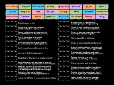 Caroline Chases Comets - Vocabulary