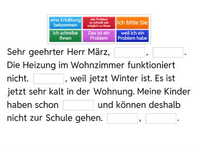DTZ Schreiben: Heizung kaputt, E-Mail an den Hausmeister