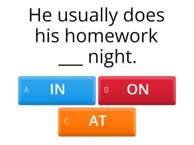 Time expressions IN - ON - AT 