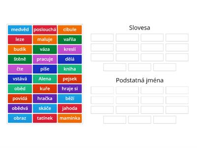 Hledej slovesa a podstatná jména (2. třída)