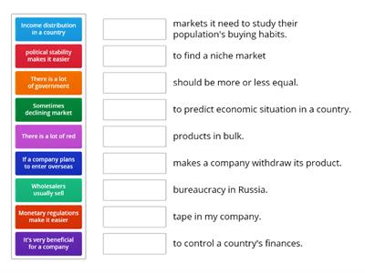 international market match sentence halves agree/disagree/add info