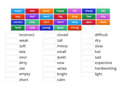 Grade 6 - antonyms