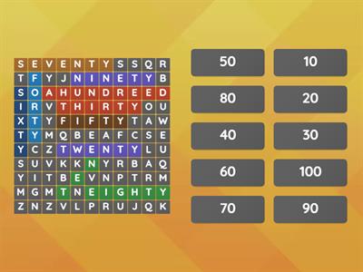 Numbers from 10 to 100