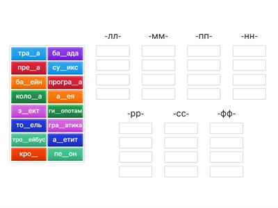 Слова с удвоенными согласными в корне