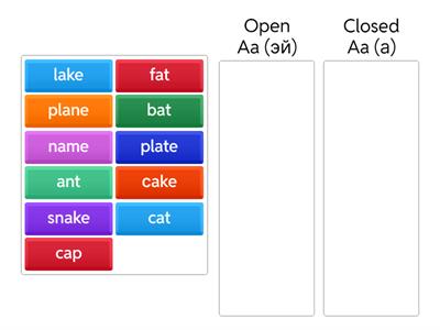 Чтение буквы Aa в открытом и закрытом типе слога