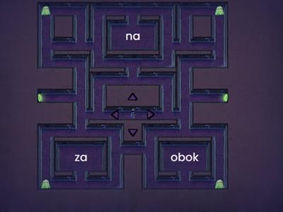 in, on, under, next, behind, in front of, between