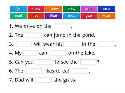 Missing Words: oa/ow/oe/o