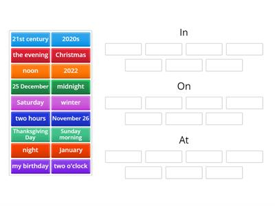 Time Prepositions: In, On, At