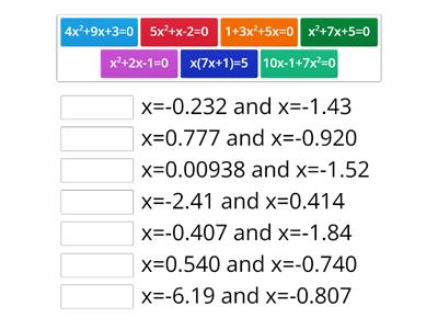 Solving quadratic equations WW