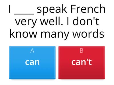 Can/ can't Roadmap A2