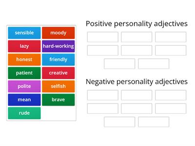 Personality adjectives