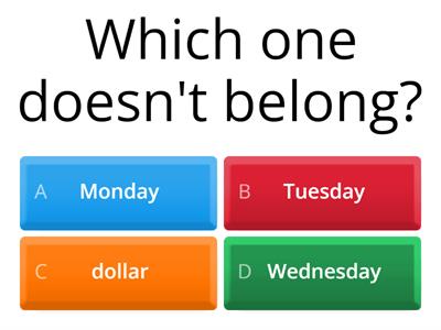  Which one doesn't belong Unit 1-3