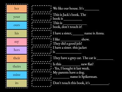 Possessive adjectives and Possessive pronouns