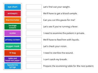 Medical supplies matching exercise