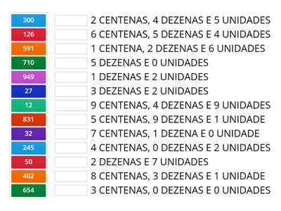 RELACIONE CADA NÚMERO A SUA DECOMPOSIÇÃO