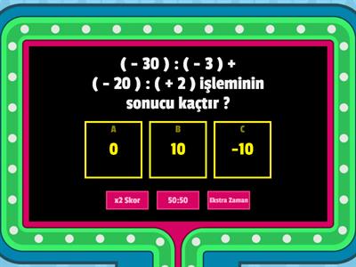 matematik 7.sınıf tamsayılar 