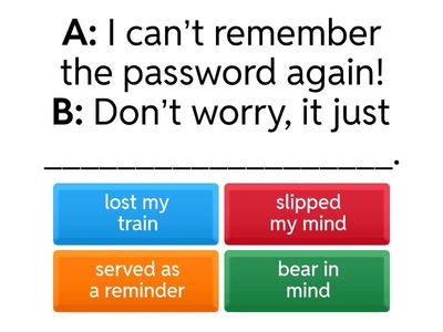 RoadMap B2. 3a (📚idioms: Memory and Recall Quiz) 