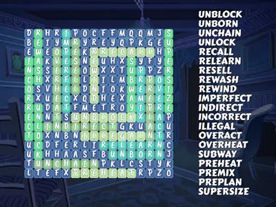 "Spiders" Prefixes Spelling Words