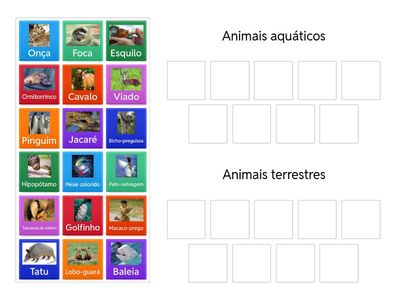  Animais aquáticos X Animais terrestre 2º ano