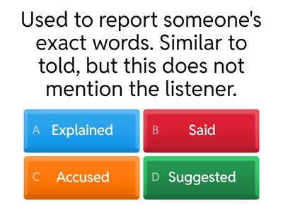 Quiz Reporting Verbs