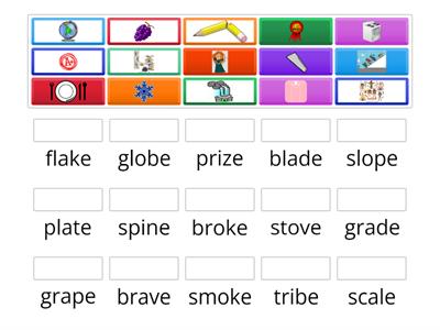 Silent e picture match up (ccvce pattern)