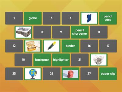 school objects memory game