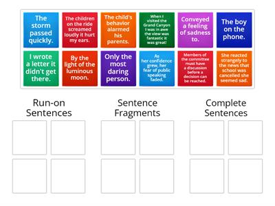 Run-on, Fragment, and Complete Sentences