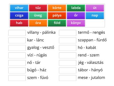 Összetett szavak alkotása (szókincsbővítés)