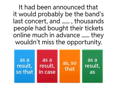 Clauses of contrast, purpose, reason and result