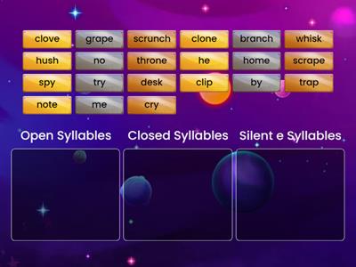 Closed, Open & Silent e Syllable Sort