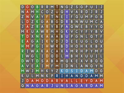 Class 8th B,C Geography Find ten multipurpose projects in the wordsearch