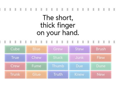 Sort 20- Short U and Long U Match the word and definition