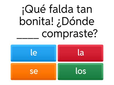 Pronombres de objeto directo e indirecto substitución